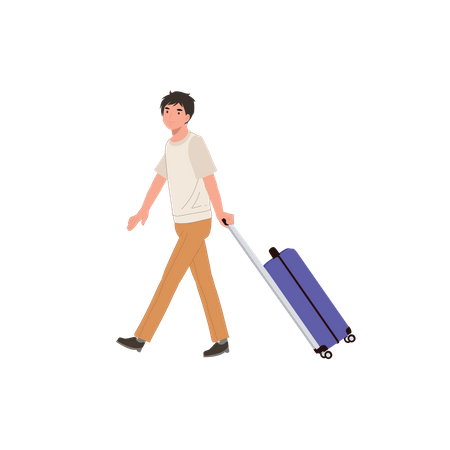 Male Tourist with Carry On Baggage  Illustration