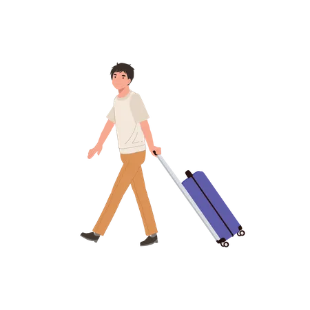 Male Tourist with Carry On Baggage  Illustration