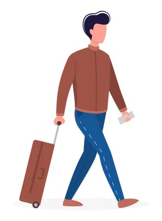 Male tourist with luggage Illustration