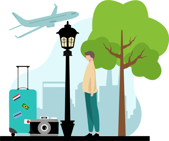 Male tourist with luggage Illustration