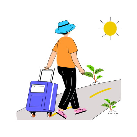 Male Tourist with Luggage  Illustration