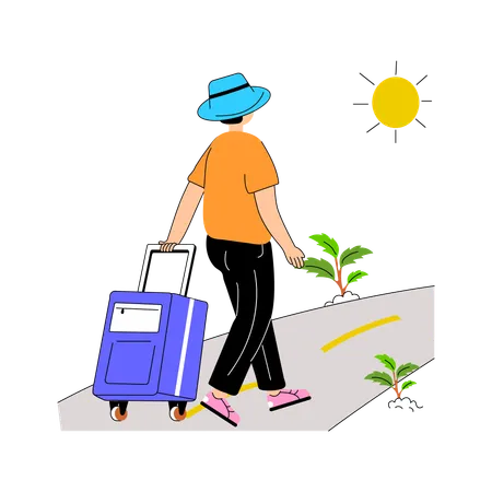 Male Tourist with Luggage  Illustration