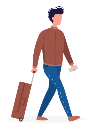 Male tourist with luggage  Illustration