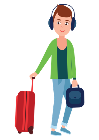 Male tourist with suitcase Illustration