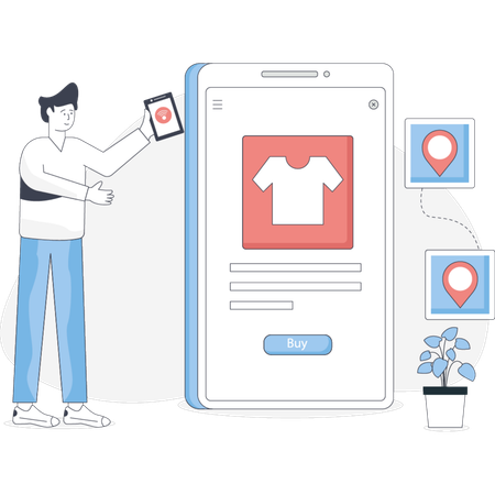 Male tracking online order delivery  Illustration