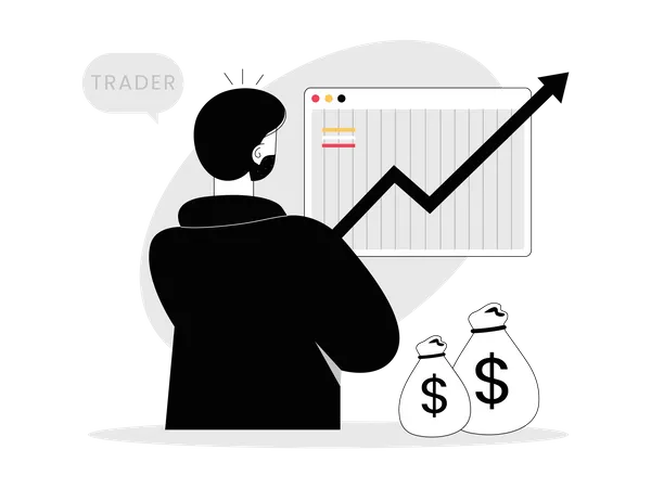 Male trader making money online  Illustration