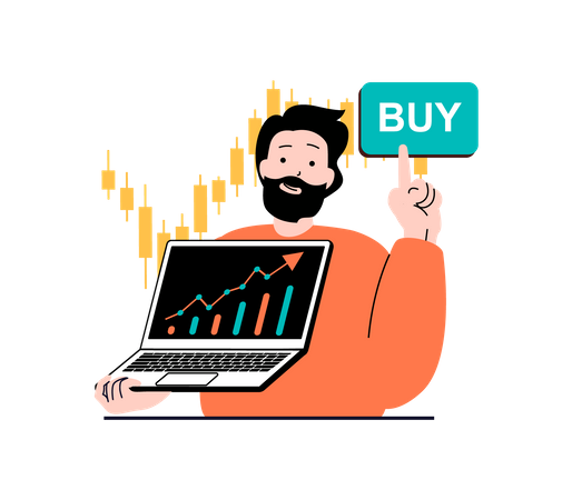 Male trader suggesting to buy  Illustration