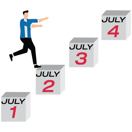 Male traders running forward on planned calendar dates  Illustration