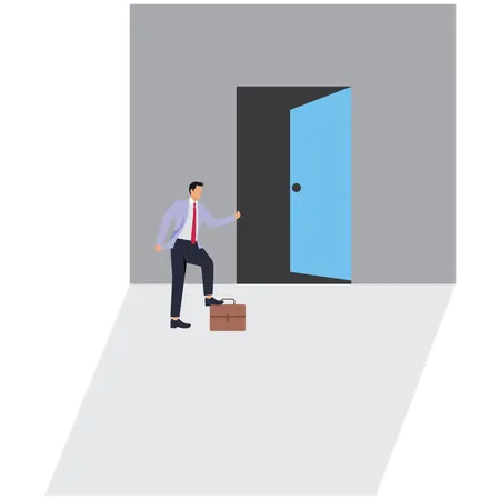 Male Traders wait patiently at open door  Illustration