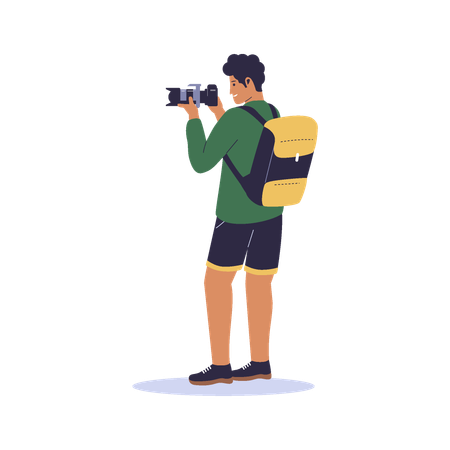 Male travel photographer  Illustration