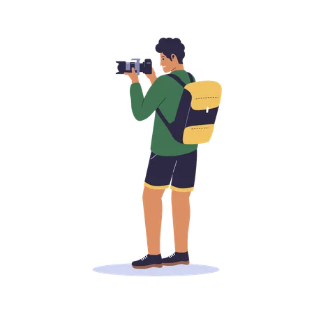 Male travel photographer  Illustration