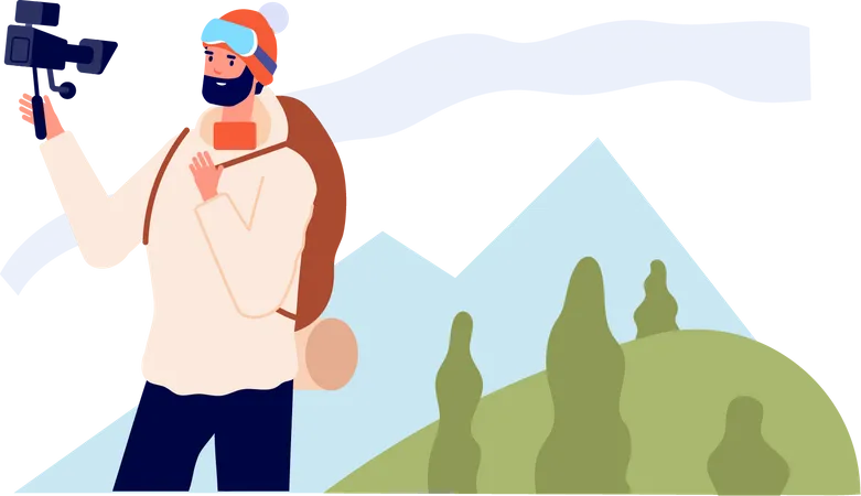 Male travel vlogger  Illustration