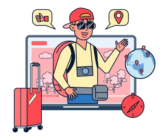 Male travel vlogger  Illustration