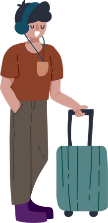Male Traveler with luggage  Illustration