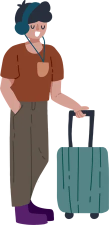 Male Traveler with luggage  Illustration