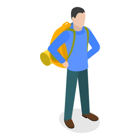 Male traveler with tourist bag  Illustration