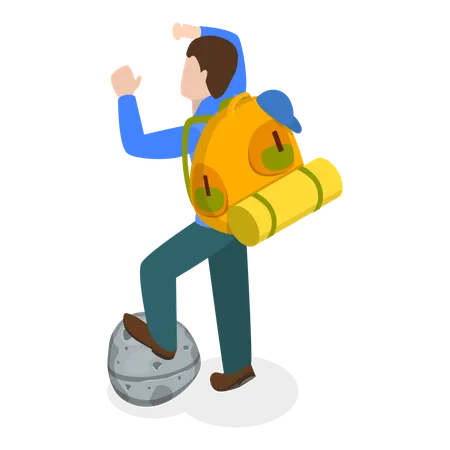 Male traveler with tourist bag  Illustration