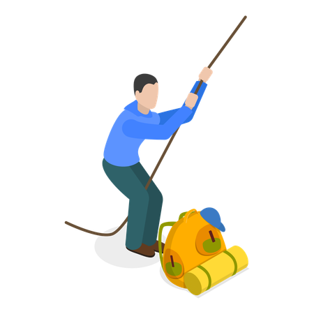 Male traveler with tourist bag  Illustration