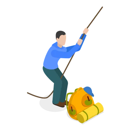 Male traveler with tourist bag  Illustration