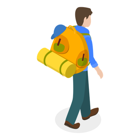 Male traveler with tourist bag  Illustration