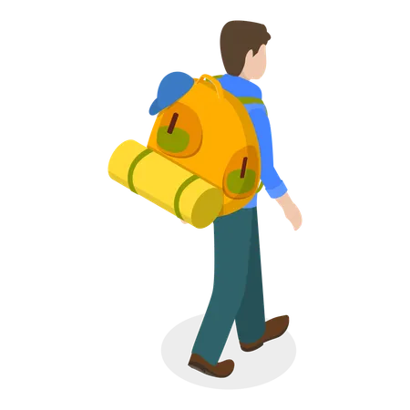 Male traveler with tourist bag  Illustration