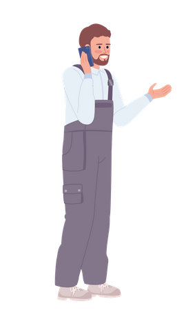 Male troubleshooting technician answering call Illustration