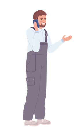 Male troubleshooting technician answering call  Illustration