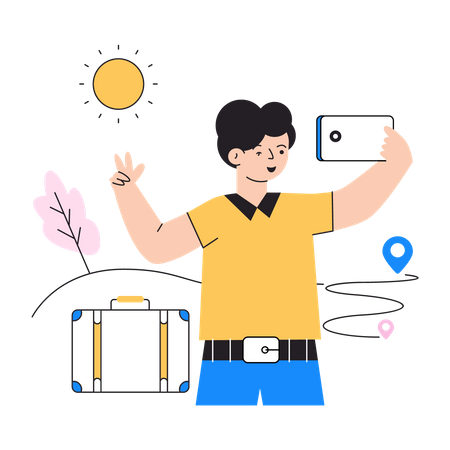 Male truist taking selfie  Illustration