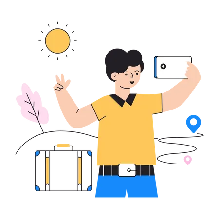 Male truist taking selfie  Illustration