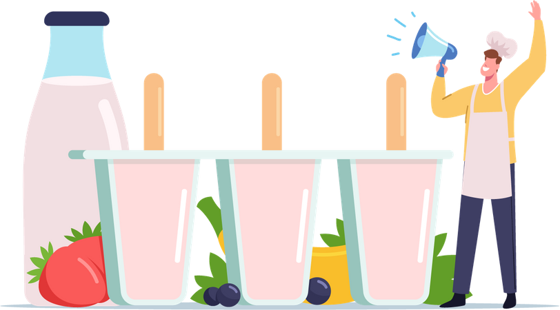 Male Try Fruit Ice Candy  Illustration