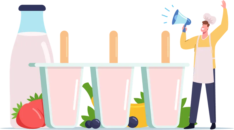 Male Try Fruit Ice Candy  Illustration