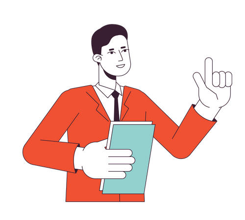 Male tutor explaining with raised finger  Illustration