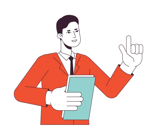 Male tutor explaining with raised finger  Illustration