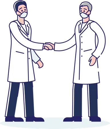 Male Two Doctors Shaking Hands To Each Other Illustration