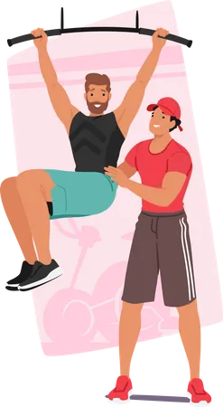 Male Undergoing Personalized Training With Personal Coach  Illustration