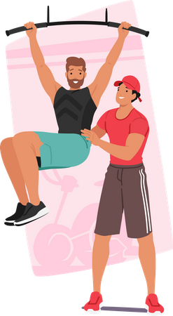 Male Undergoing Personalized Training With Personal Coach  Illustration