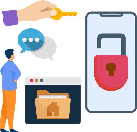 Male Unlocking Mobile Data  Illustration