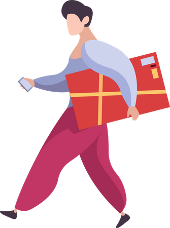 Male using gift card Illustration