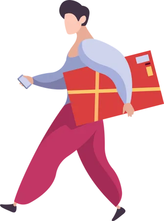 Male using gift card Illustration