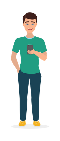 Male Using mobile  Illustration