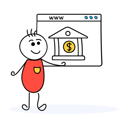 Male using online banking for transaction Illustration