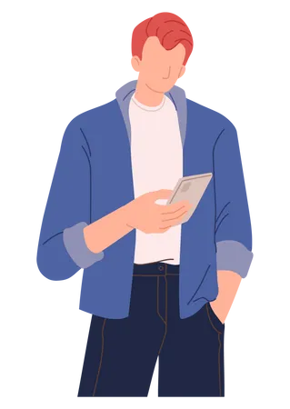 Male using smartphone  Illustration
