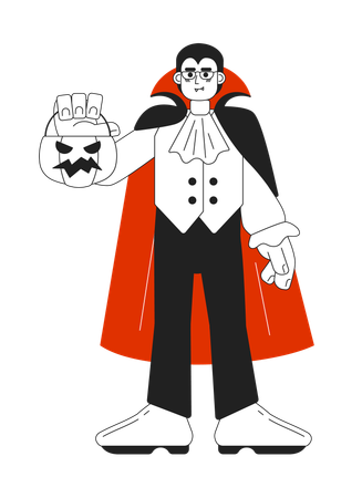 Male vampire with candy bucket  Illustration