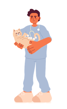 Vétérinaire masculin avec chat  Illustration
