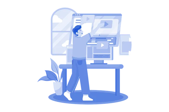 Male Video Editor  Illustration