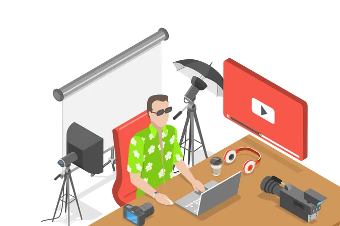 3 D Isometric Flat Vector Conceptual Illustration Of Vlogging Digital Video Advertising And Media Marketing Illustration