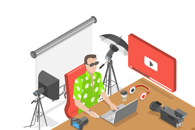 Male vlogger  Illustration