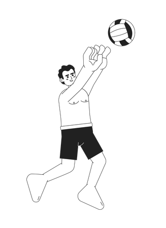 Male volleyball player spiking  Illustration