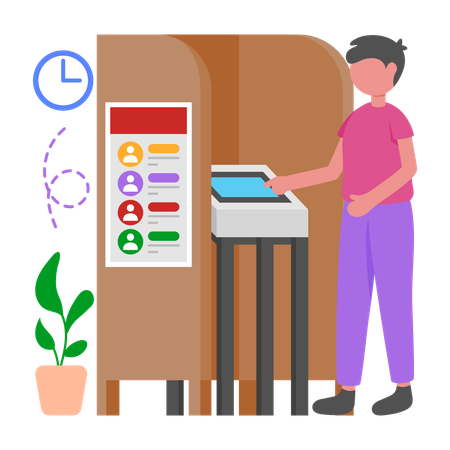 Male Voting in ballot box  Illustration