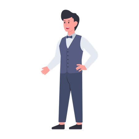 Male Waiter  Illustration